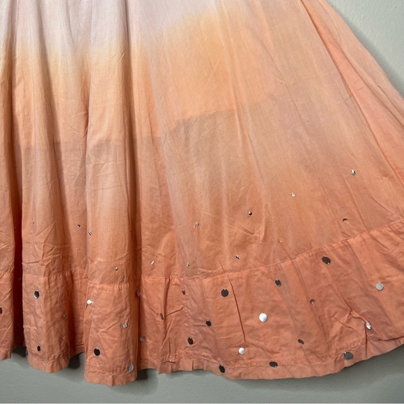 Vintage y2k Skirt Large Ombre Pink Orange Mirror Sequins‎ Tiered Maxi Fairy - Picture 7 of 7